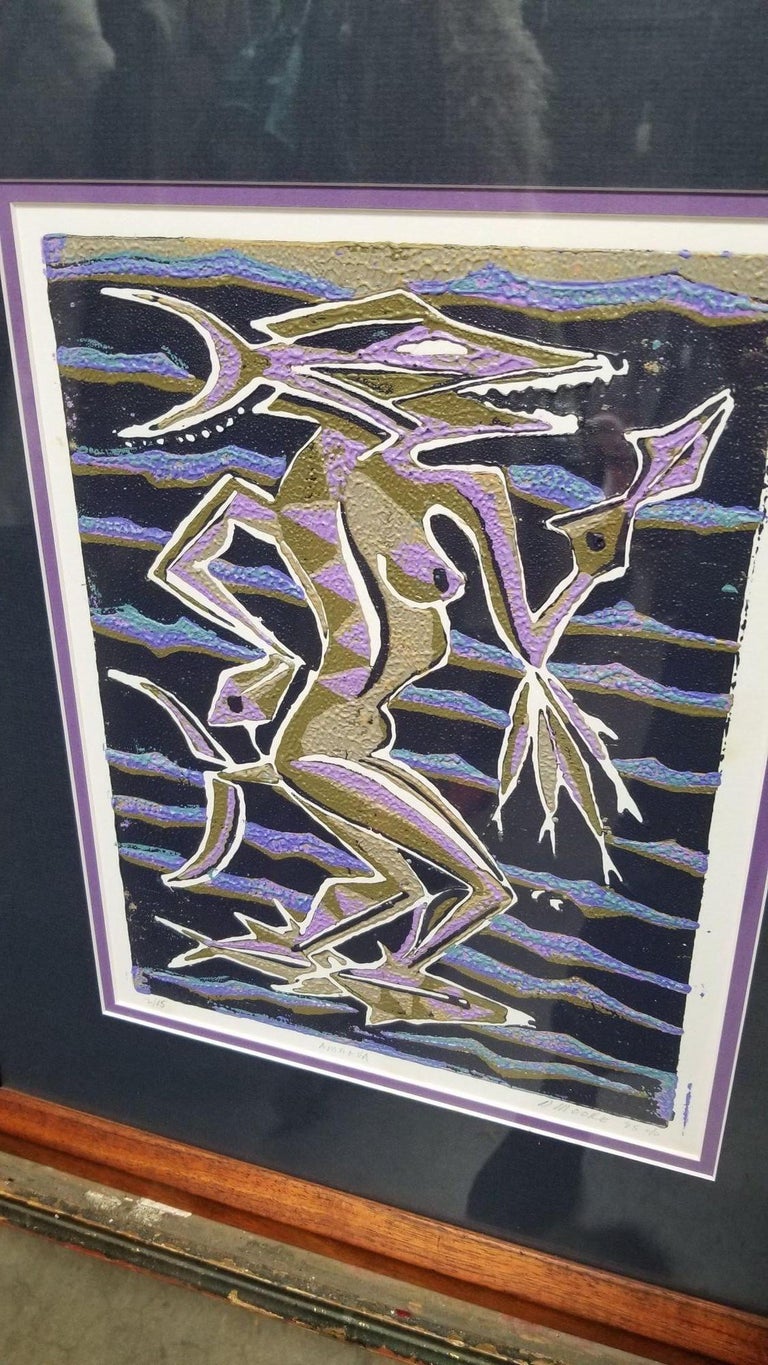 Block Print "Amakua" on Paper by Dale Moore Edition #2/15