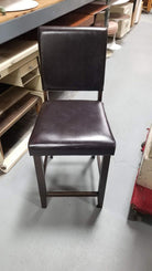 Dark Brown Leather Counter Bar Stool Set of 3