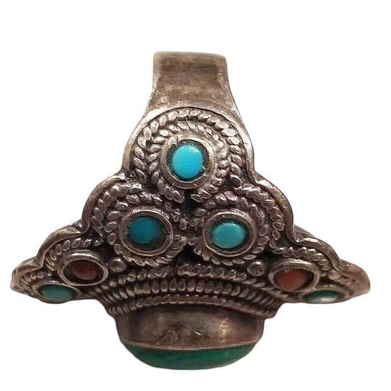 Silver and Malachite Gemstone Ring Size 9.5