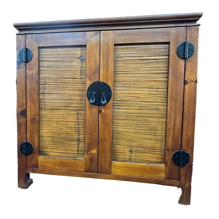 Oriental James Mont Style Koa & Stick Rattan Stereo Cabinet