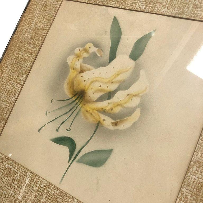 Pos war Hawaiian Airbrush Casablanca Lily on Paper Framed
