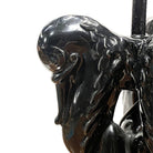 Mid Century Black Ceramic Swan Heads Table Lamp