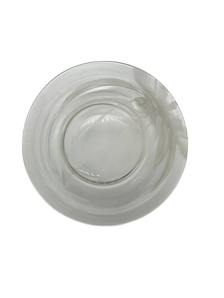 Vintage 1950's Dorothy Thorpe Etched Art Glass Hibiscus Bowl