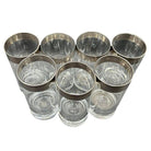 Set of 7 Barware HighBall Tumbler Glass w/ Silver Rim by Dorothy Thorpe