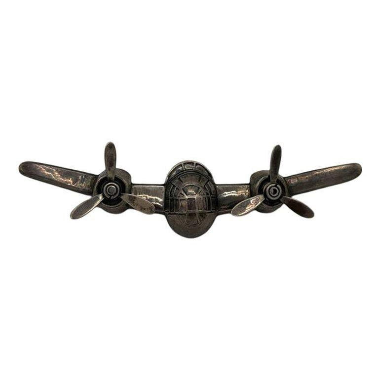 925 Sterling Silver B-25 Mitchell Aircraft Brooch w/ Moving Propeller Props
