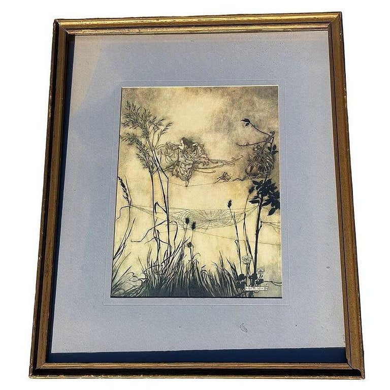 Peter Pan Fairies are Exquisite Dancers Lithograph Print Arthur Rackham Framed