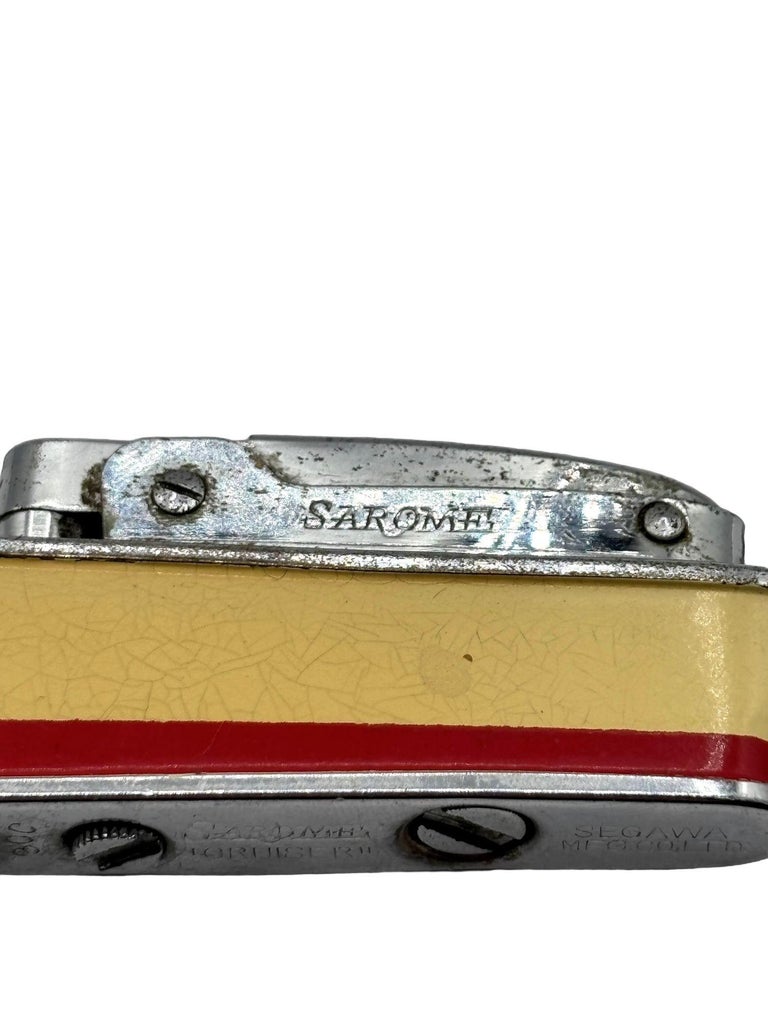 Mid-Century Novelty Sarome Japan Cruise Ship Enameled Lighter, Yellow & Red