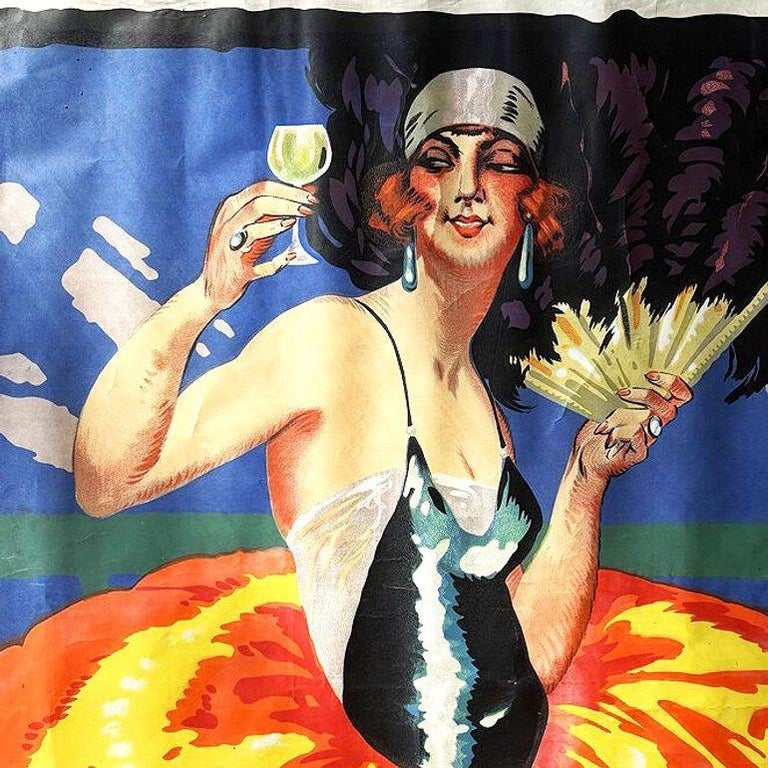Large 5' Foot French Fap'Anis Drink Advertising Poster by Delval, 1935
