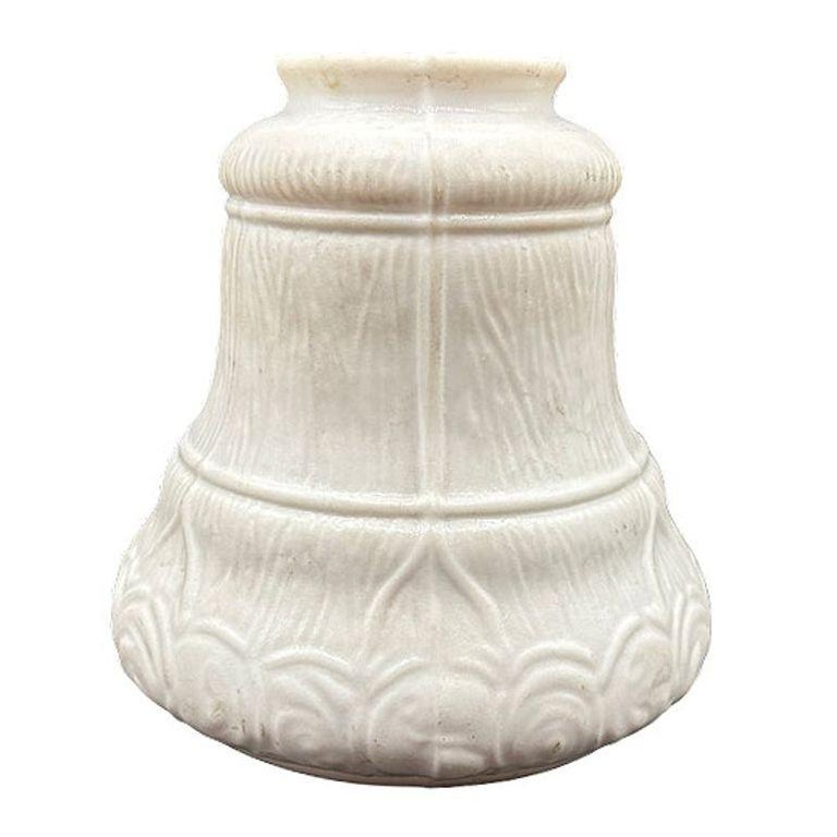 Art Nouveau Frosted Milk Glass Bellflower Floral & Stripes Globe , 2.25" Fitter