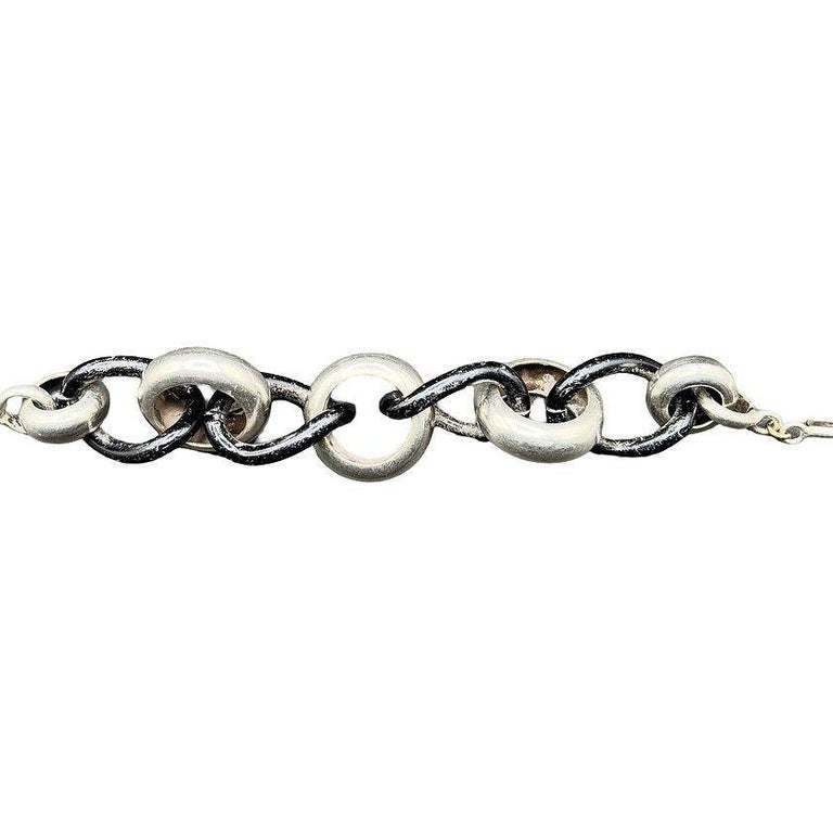 Avant Garde Sterling Silver Pomellato Link Chain Contored Gourmette Bracelet
