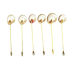Set of Six Vintage Mother of Pearl Shell and Gold Appetizer Fondue Forks