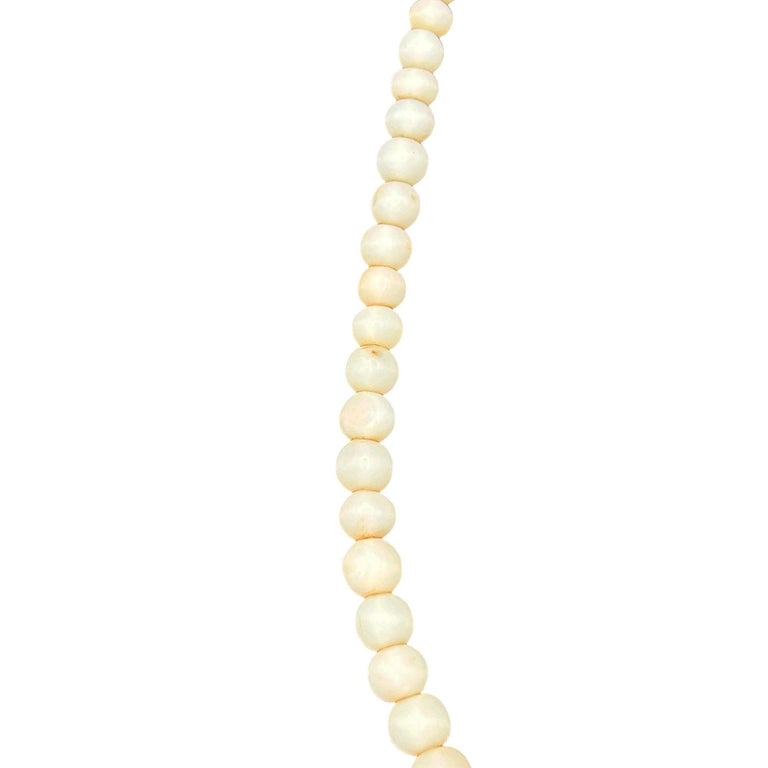 Hand shapped Angel Skin Coral Beaded Rope Tie Necklace
