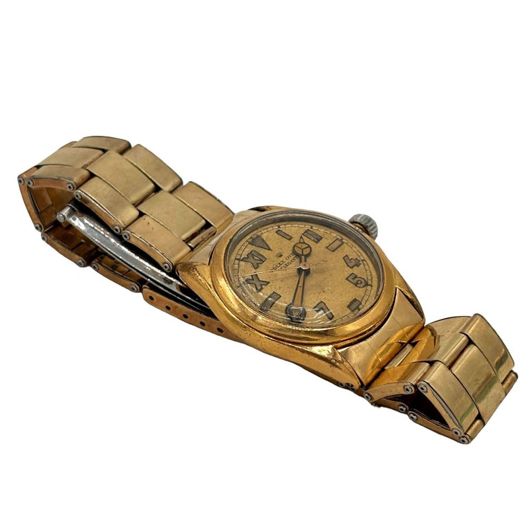 1947 Rolex Oyster Bubbleback “Elegante” Gold-Plated Wristwatch w California Dial