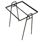 Mid-century Geometric Black Iron Patio/Outdoor Side Drinks Table w/ Glass Top