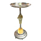 Streamline Art Deco Chrome Drink Glass Top Side Table w/ Light Up Base