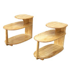 MCM C3753 3-Tier Blonde Surfboard End Table Pair by Heywood Wakefield, 1941