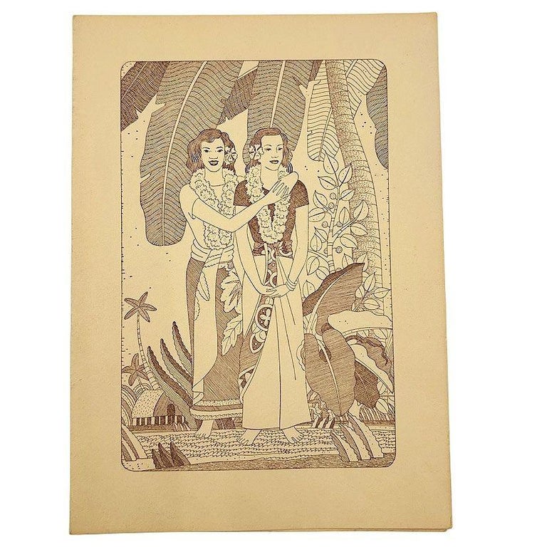 1938 SS Mariposa Dinner Menu for Matson Lines Artwork by Frank Mcintosh
