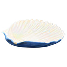 Large 8" Mid-century Rainbow Iridescent Ceramic Clam Shell Tropical Ashtray