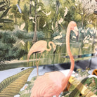 Rare Lithagraph Printed Pink Flamingo Framed Wall Mirror Wall by R. Stern for Tu