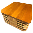 Restored Stacked Rattan Cocktail Coffee Table w/ Mahogany Top