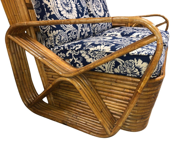 Restored MCM Six-Strand Double Triangle Pretzel Arm Tortoise Shell Rattan Settee