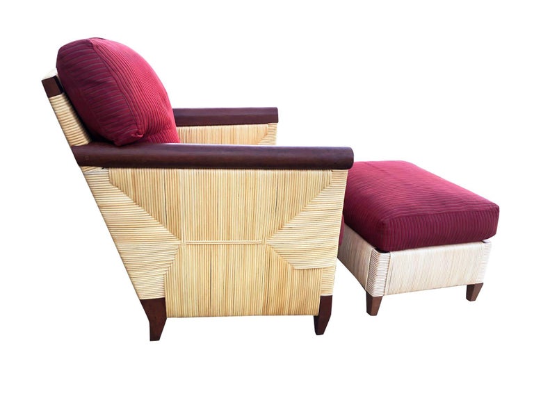 Donghia Rattan Lounge Chair & Ottoman by John Hutton, The Merbau Collection