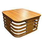 Restored Stacked Rattan Coffee Table w/ Mahogany Top