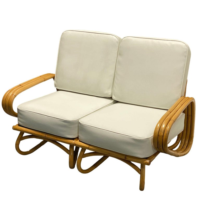 Restored "Triple Triangle" 3-strand Sectional Sectional Settee W/ Loop Base