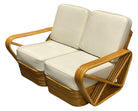 Restored Frankl Style Four-Strand Square Pretzel Rattan Sectional Settee