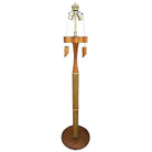 Restored High Style Koa Wood & Rattan Sculptural Floor Lamp w Ricemat Wrap, Pair