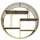 Mid-century Style 4-Tier Round Brass Colored Wall Hanging Shelf