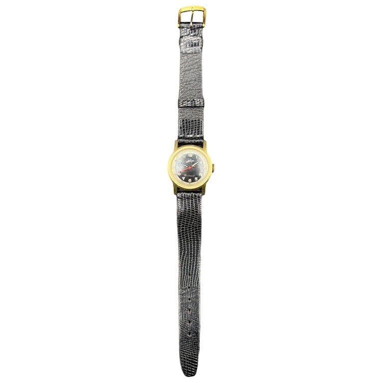 Selza Automatic WWII Military Aviation Pilot Cold Capped 14K Gold Watch