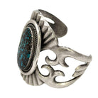 Mid-century Sterling Silver Navajo Cuff Bracelet w/ Bisbee Blue Turquoise Stone