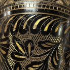 Indian Hand Etched Black Cloisonne Brass Floral Vase