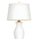 High Style Mid-century White Porcelain & Gold Leaf Table Lamp w/ Shade