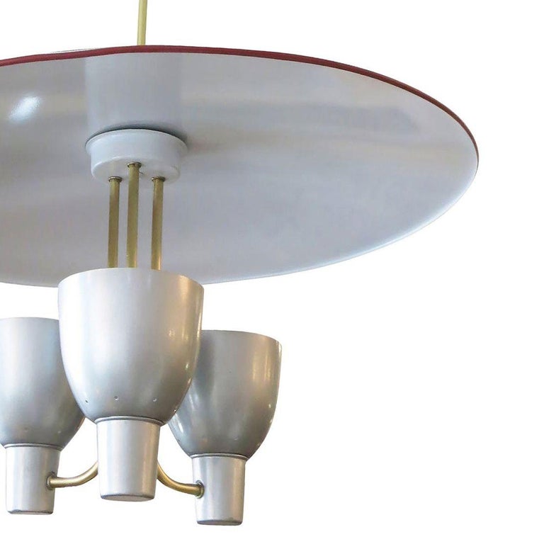 1953 Enameled Pendant Chandelier by Moe Lighting with 3 arms for Dining Room