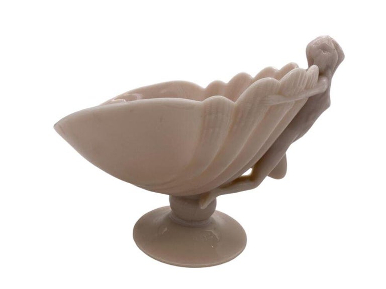 Cambridge Art Glass "Crown Tuscan" Flying Nude w/ Shell Compote