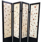 Black Lacquer Folding Screen w/ Fiberglass Maple Leaf Inserts