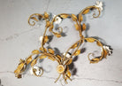 Mid Century Italian Tole Brass Floral Wall Sconce Sculpture