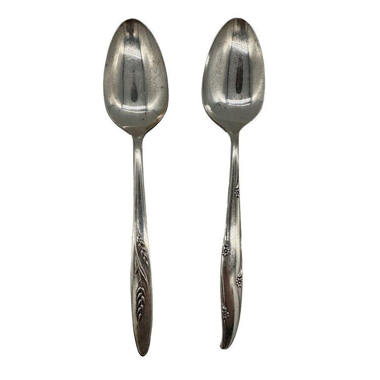 Mid-century "Silver Flower" & "Song of Autumn" Serving Spoons by Oneida Silver