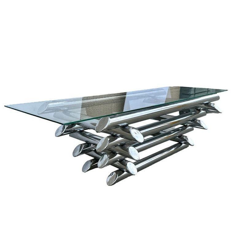 Paul Mayen Style Chrome Tubular Stacked Cocktail Table