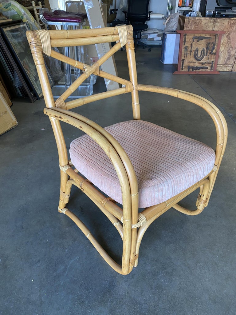 Rattan 2-Strand X-Back Lounge Chair with Streamline Speed Arms