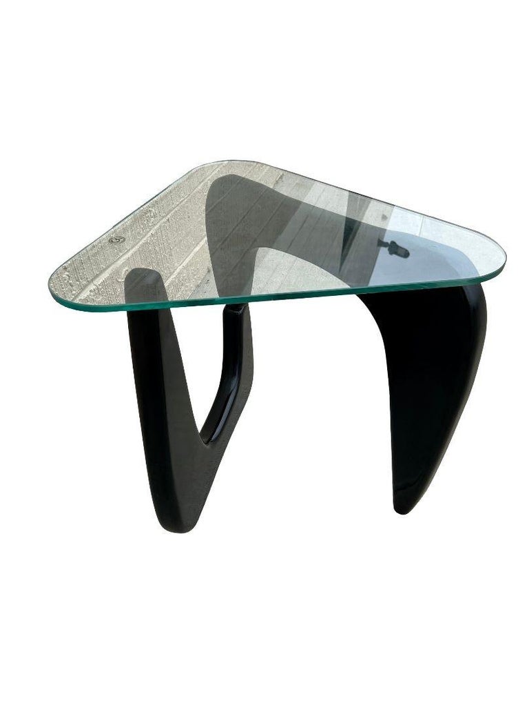 Noguchi Style Triangle Glass Top Narrow Side Table