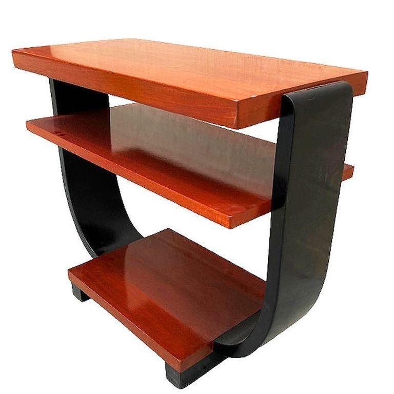 Two-Tone Geometric Art Deco Side Table by Gilbert Rohde for Brown Saltman