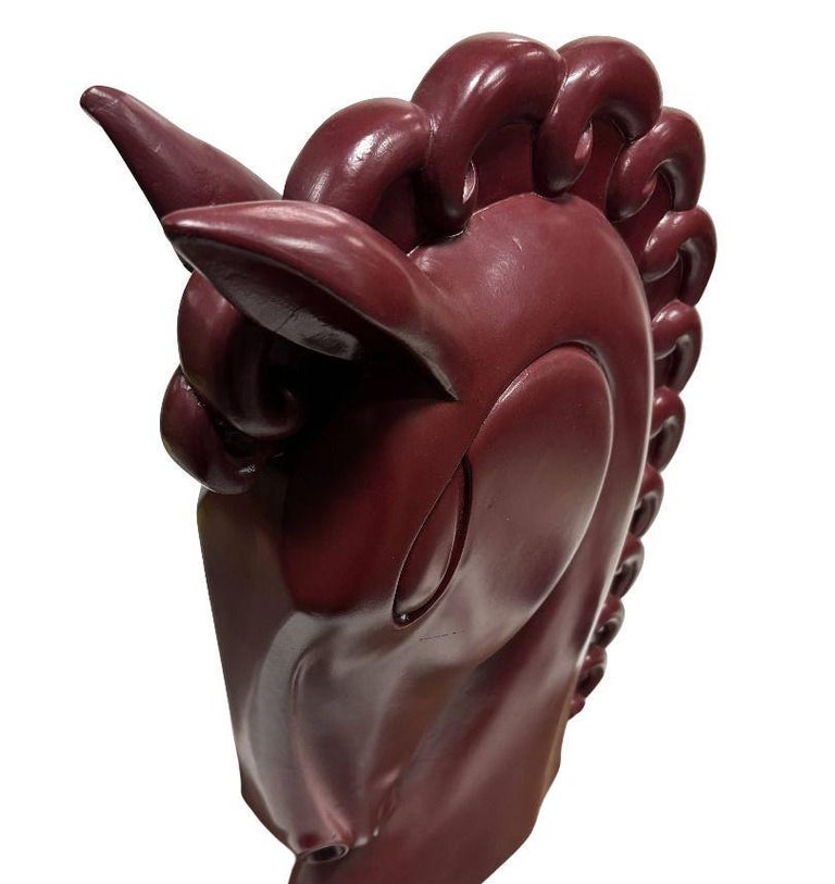 Viktor Schreckengost Styled Fiberglass Horse Bust on Hardwood Base