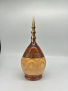 Hand Carved Marquetry Inlay Pear Shaped Vessel with Lid