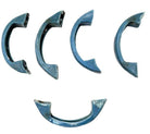 Art Deco Sky Blue Bakelite Drawer Pulls w/ Chrome Strip, Set of 5