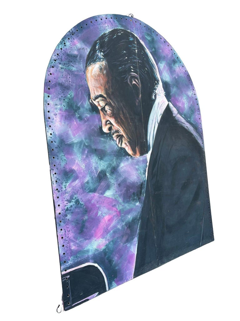 10' Foot Tall Oil on Canvas Portrait of Count Basie Light Up Folding Screen