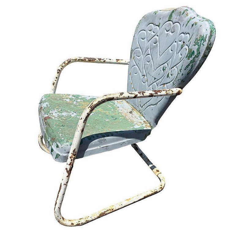 Mid-century Steel Scrolling Springer Patio Outdoor Lounge Chair