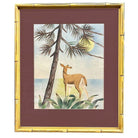 Deer Scenic Watercolor on Paper Signed by Shirrell Graves in Bamboo Frame, Pair